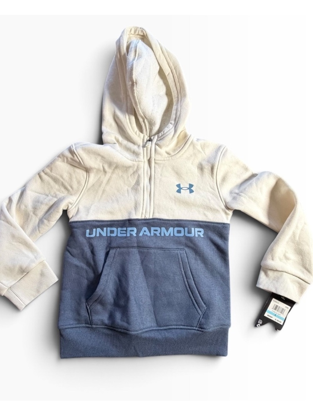 Under Armour boys size 5 1/4 zip color block pull over hoodie &48 NWT